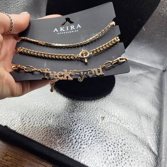 NWT Akira "F*ck You" Bracelet set of 3 Bracelets - Picture 3 of 6